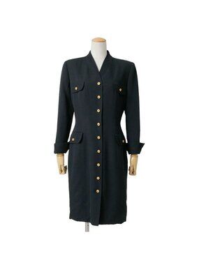 Dior Vintage Dress 9 Jacket Black Gold Button
